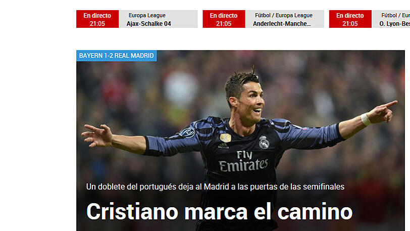 "Marca": Cristiano gibt den Weg vor - Ein Doppelpack des Portugiesen stößt das Tor zum Halbfinale für Madrid weit auf.