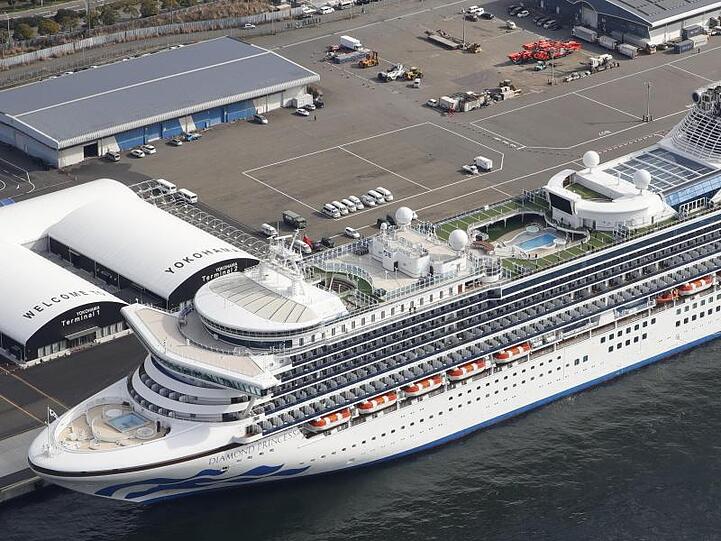 Das Kreuzfahrtschiff "Diamond Princess" liegt in einem Hafen in Japan.