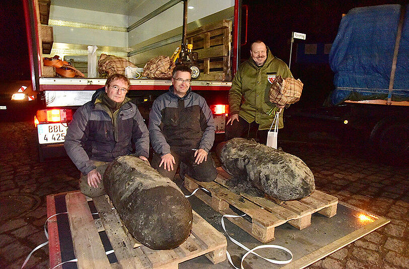 Zwei der insgesamt vier entschärften Weltkriegs-Bomben.