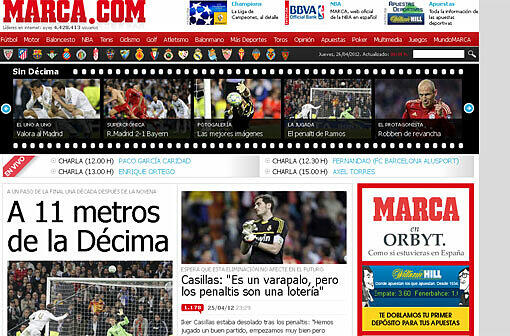 Am Morgen nach dem Spiel titelte "Marca": "Real elf Meter vom zehnten Titel entfernt."