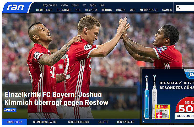 Für "ran" steht vor allem Doppel-Torschütze Joshua Kimmich im Mittelpunkt beim souveränen 5:0-Erfolg des FC Bayern gegen Rostow.