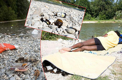 Scherben, Müll und Alkoholleichen sind hier Alltag: Im Sommer 2012 sammelten sich an der Isar laut Baureferat 190 Tonnen Müll an.