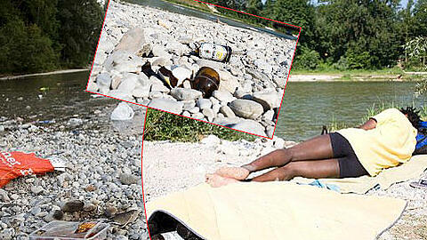 Scherben, Müll und Alkoholleichen sind hier Alltag: Im Sommer 2012 sammelten sich an der Isar laut Baureferat 190 Tonnen Müll an.