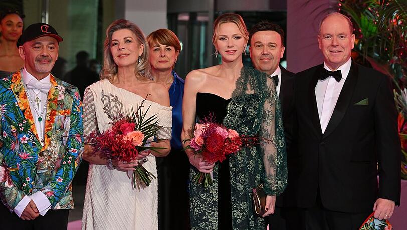 Caroline von Hannover, F&uuml;rstin Charl&egrave;ne und F&uuml;rst Albert von Monaco beim Sunset Ball.