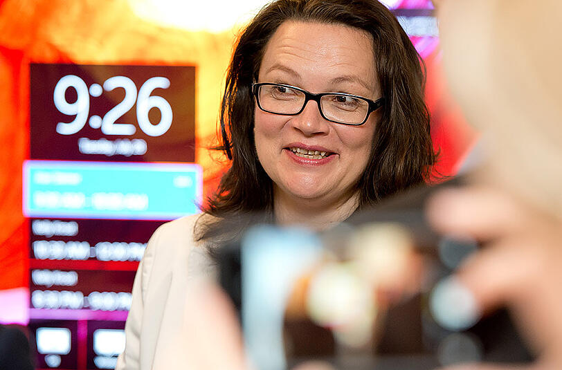 Ministerin Andrea Nahles Ende Juli während eines Besuchs in der Deutschland-Zentrale von Microsoft in Unterschleißheim.