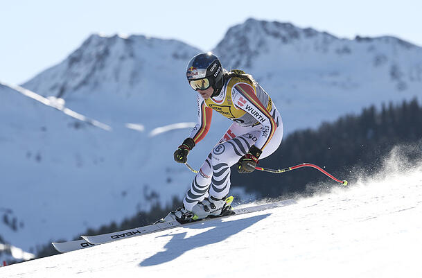 Emma Aicher beim Training auf der WM-Strecke in Saalbach. Emma Aicher beim Training auf der WM-Strecke in Saalbach.