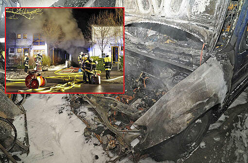 Völlig ausgebrannt: Ein Auto in einer Tiefgarage in der Bajuwarenstraße hat Feuer gefangen. Die Bilder.