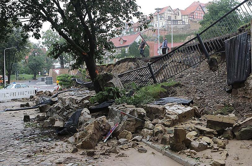 Zerstörung durch Unwetter in Quedlinburg am 17.08.