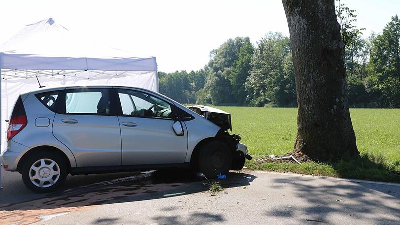 Der Mercedes kam aus bislang unbekannter Ursache von der Fahrbahn ab und prallte gegen einen Baum - der Fahrer starb noch an der Unfallstelle.