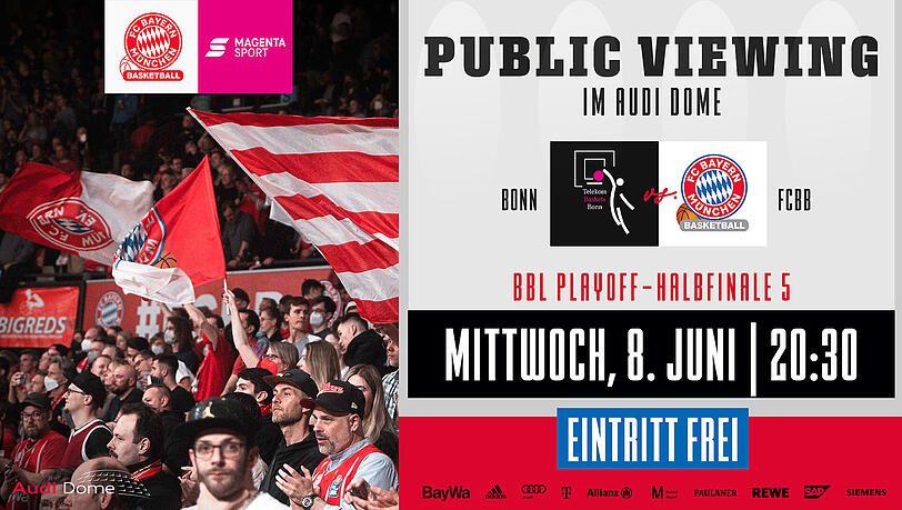 Die Basketballer des FC Bayern laden zum Public Viewing in den Audi Dome ein.