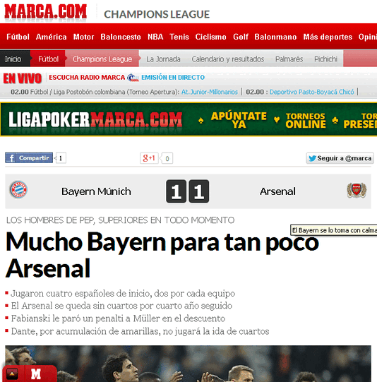 Marca.com: Viel Bayern für so wenig Arsenal.