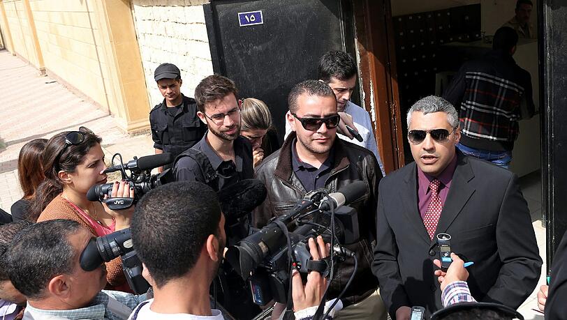 Die Journalisten Mohammed Fahmy (R) und Baher Mahmoud (L) im März 2015. Die Journalisten Mohammed Fahmy (R) und Baher Mahmoud (L) im März 2015.