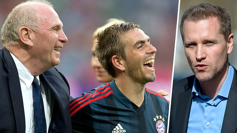 Wehren sich gegen die fremdenfeindliche Politik von Bystrons (r) AfD: Uli Hoeneß (l) und Philipp Lahm.