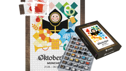Das Wiesnpuzzle 2024 kann man auch in der Version Smart Sorted bestellen. Hier werden die 1000 Teile in 40 einzeln herausnehmbaren Boxen mit je 25 Teilen geliefert. So kann man sich das Puzzlen teilen oder Stück für Stück alleine machen.