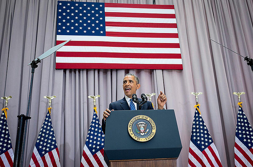 "Viele derselben Leute, die für den Krieg im Irak argumentierten, argumentieren nun gegen das iranische Atomabkommen", so Obama in seiner Grundsatzrede in Washington.