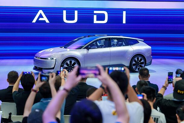 Ein Audi auf der 22. Auto Guangzhou 2024 im vergangenen November – mit neuem Logo ohne Ringe.