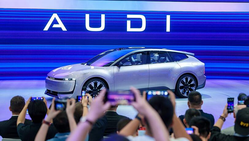 Ein Audi auf der 22. Auto Guangzhou 2024 im vergangenen November – mit neuem Logo ohne Ringe. Ein Audi auf der 22. Auto Guangzhou 2024 im vergangenen November – mit neuem Logo ohne Ringe.