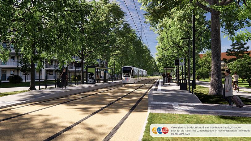 Die Visualisierung des Zweckverbands Stadt-Umland-Bahn (StUB) zeigt die Haltestelle Gebbertstraße.