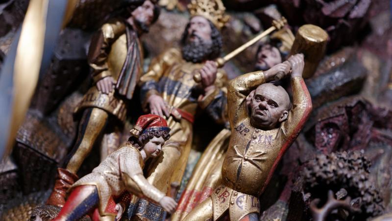 Die Szene "Martyrium des Hl Georg aus dem Georgsretabel aus der Kirche St. Nicolai in Kalkar" aus der Werkstatt des Arnt Beeldersnider. Die Szene "Martyrium des Hl Georg aus dem Georgsretabel aus der Kirche St. Nicolai in Kalkar" aus der Werkstatt des Arnt Beeldersnider.