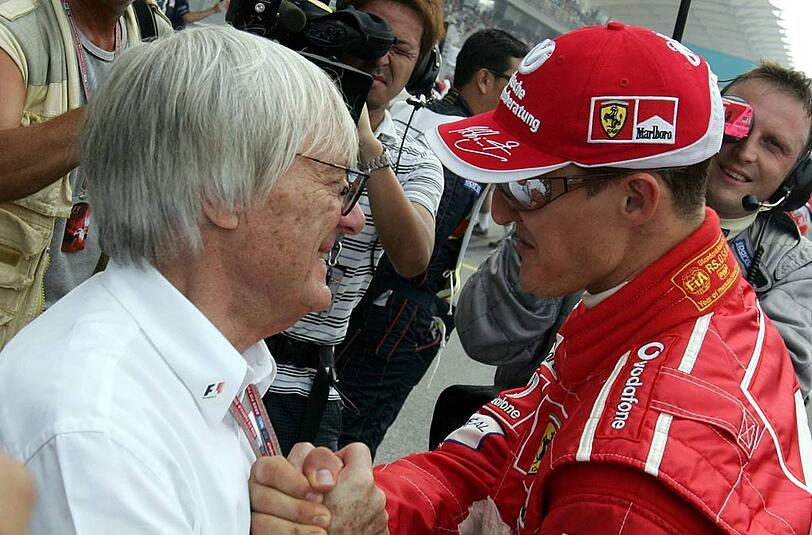 Der Zampano und das Genie: Bernie Ecclestone (links) und Michael Schumacher bei Großen Preis von Malaysia im März 2005.