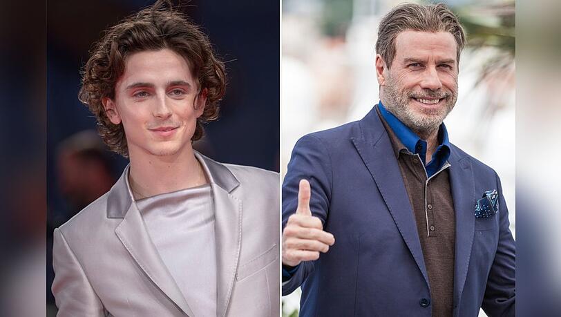 Spielen jetzt in einer Liga: Timoth&eacute;e Chalamet und John Travolta.