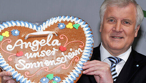 Hat ein Herz für Angela Merkel: CSU-Vorsitzender Horst Seehofer. Hat ein Herz für Angela Merkel: CSU-Vorsitzender Horst Seehofer.
