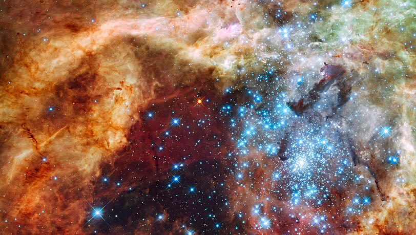 Hunderte blau strahlende Sterne. Das Bild zeigt die "größte stellare Kinderstube" unserer galaktischen Nachbarschaft so detailliert wie nie zuvor, schreibt das Space Telescope Science Institute im Jahr 2009. Klicken Sie durch die imposanten "Hubble"-Aufnahmen. Hunderte blau strahlende Sterne. Das Bild zeigt die "größte stellare Kinderstube" unserer galaktischen Nachbarschaft so detailliert wie nie zuvor, schreibt das Space Telescope Science Institute im Jahr 2009. Klicken Sie durch die imposanten "Hubble"-Aufnahmen.