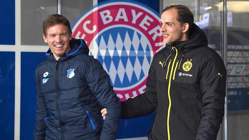 Waren 2017 als Trainer des FC Bayern im Gespräch: Julian Nagelsmann (links, damals TSG 1899 Hoffenheim) und Thomas Tuchel (damals Borussia Dortmund).