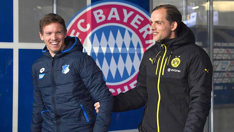 Waren 2017 als Trainer des FC Bayern im Gespräch: Julian Nagelsmann (links, damals TSG 1899 Hoffenheim) und Thomas Tuchel (damals Borussia Dortmund).
