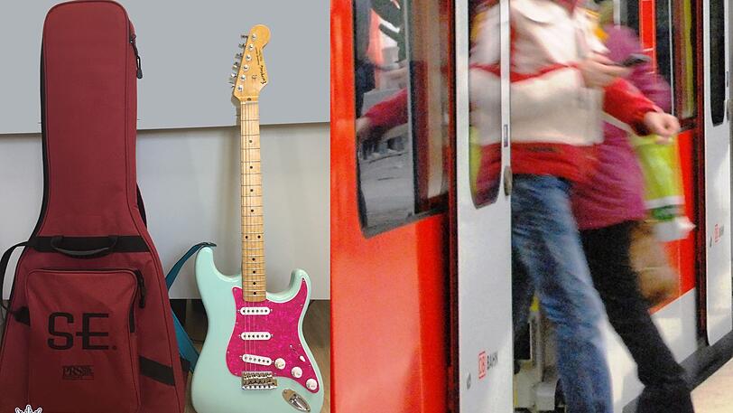 Die 2.500 Euro teure E-Gitarre vergaß der 55-Jährige in der Münchner S-Bahn. Sie steckte in einem Gigbag (links).