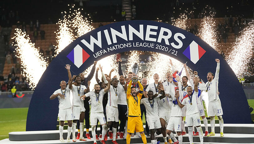 Benjamin Pavard, Dayot Upamecano und Lucas Hernández gewinnen mit Frankreich die Nations League.