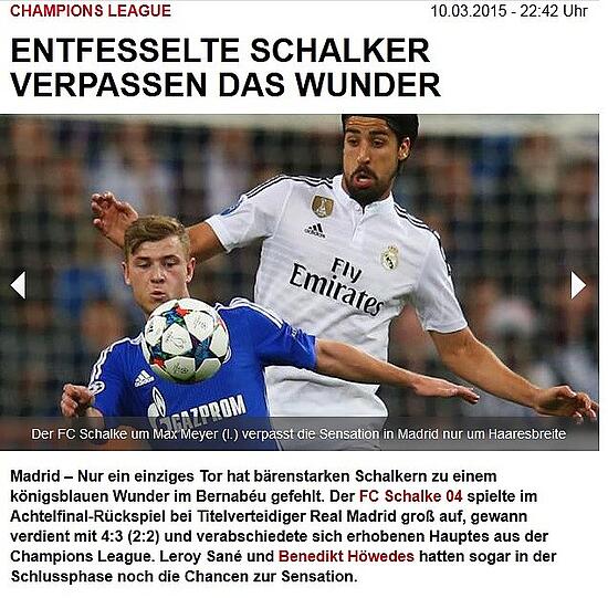 "Entfesselte Schalker verpassen das Wunder" ist die Schlagzeile von bundesliga.de.