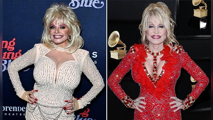 Doppelgängerin links, Original rechts: Kelly Vohnn und Dolly Parton. Doppelgängerin links, Original rechts: Kelly Vohnn und Dolly Parton.