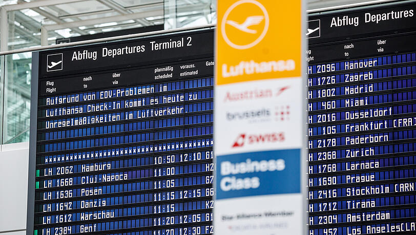 Auch der Münchner Flughafen war von der IT-Panne bei Lufthansa massiv betroffen.