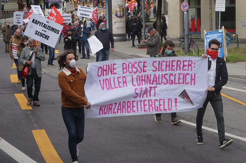 Protestaktionen zum Maifeiertag in München.