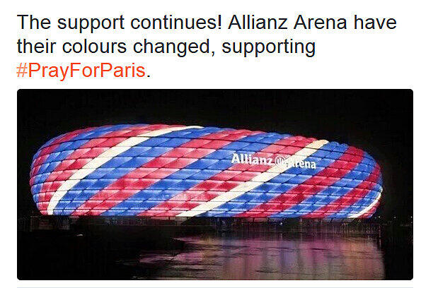 Die Allianz Arena in den französischen Nationalfarben - leider nur ein Fake.