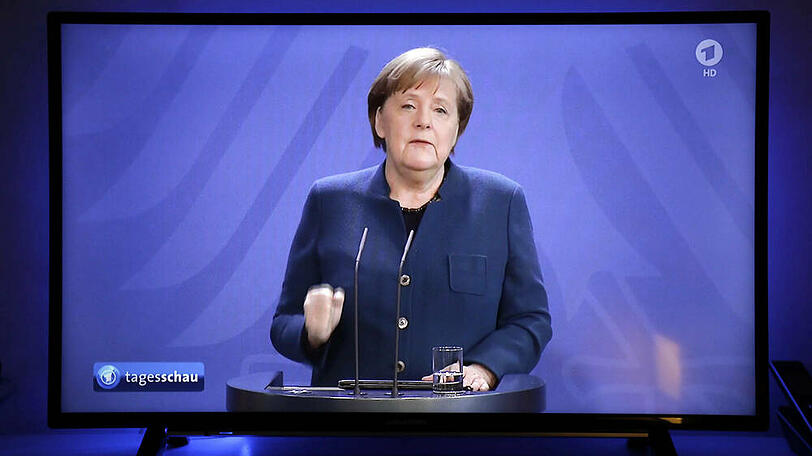 Bundeskanzlerin Angela Merkel bei ihrer Pressekonferenz am Sonntag.