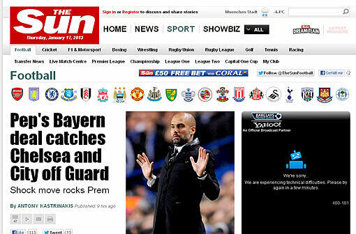 The Sun: "Auf Wiedersehen, Pep! Guardiola lässt die Premier-League-Klubs abblitzen und geht zum deutschen Riesen Bayern."