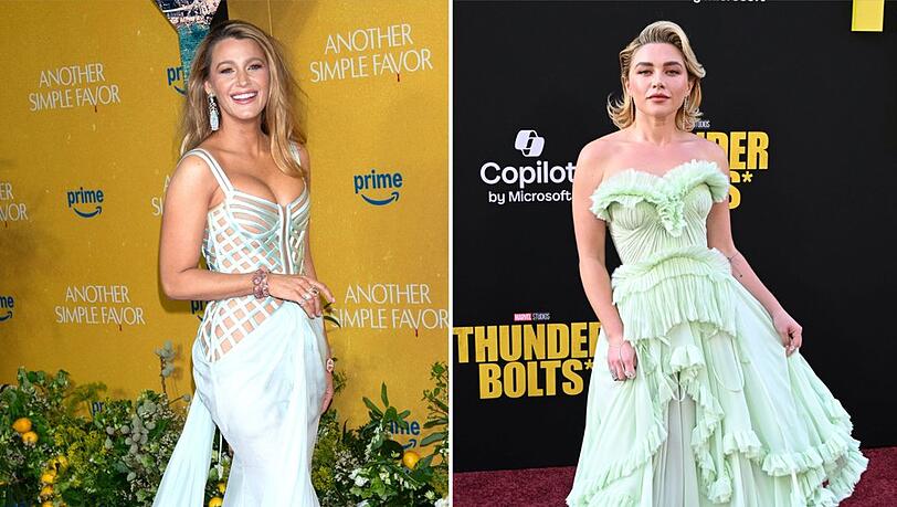 Blake Lively und Florence Pugh in zarten Grüntönen bei ihren kürzlichen Filmpremieren.