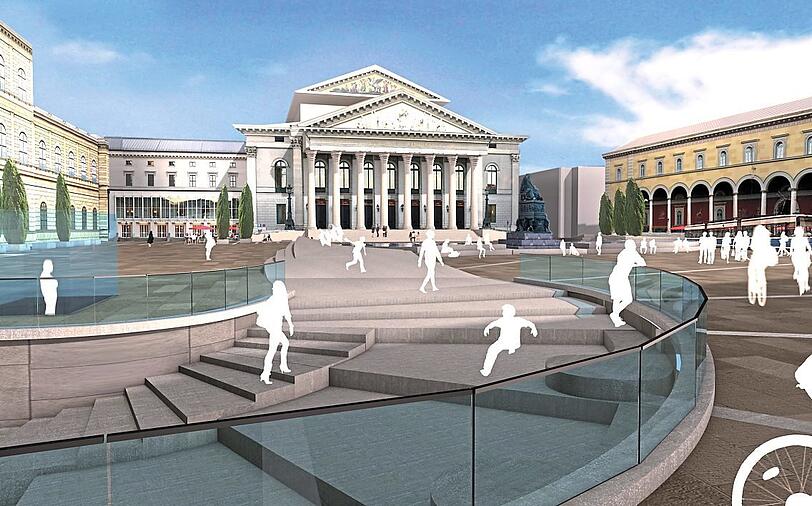 Max-Joseph-Platz: Treppe statt Autorampe. V.: Felix Gutmann