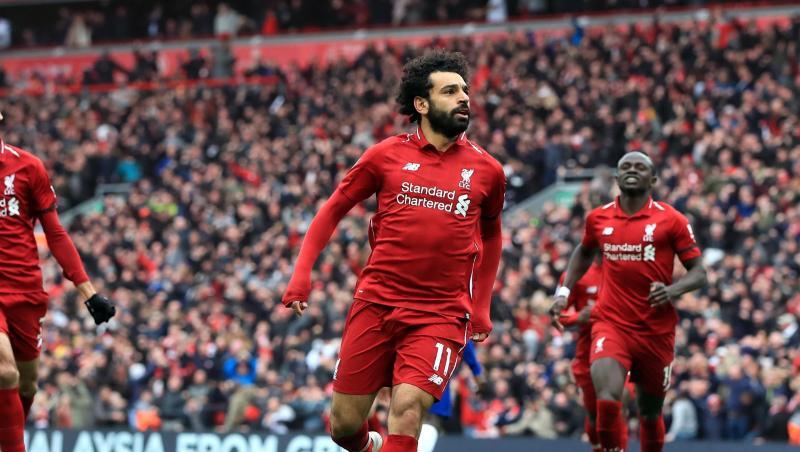 Mohamed Salah jubelt über seinen wunderschönen Treffer gegen Chelsea. Mohamed Salah jubelt über seinen wunderschönen Treffer gegen Chelsea.