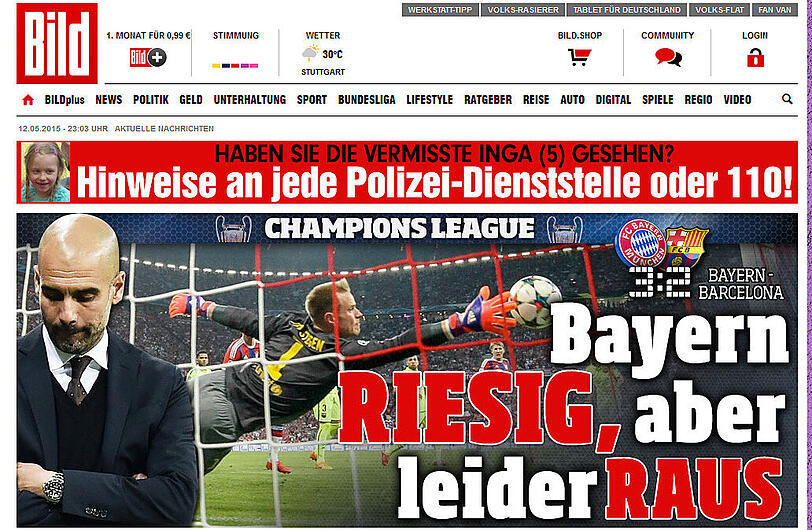 Die internationalen Pressestimmen 3:2-Sieg des FC Bayern gegen Barcelona.