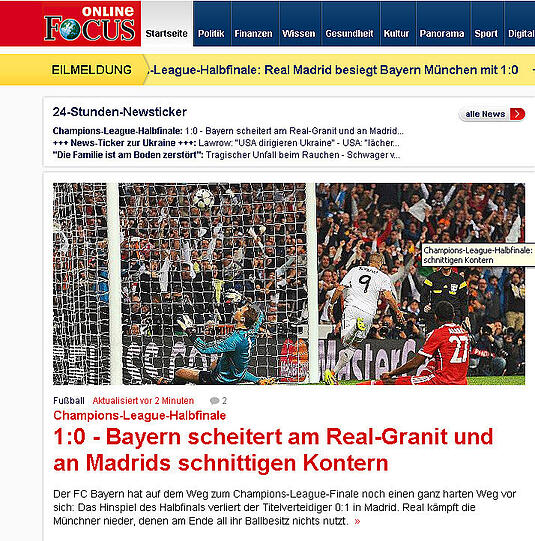 Für "Focus online" lag die Niederlage vor allem am Real-Granit.