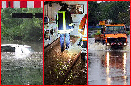 Hochwasser in Bayern und München halten die Einsatzkräfte in Atem. Die Bilder