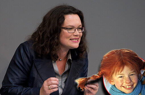 Bei ihrem Vergleich von Bundeskanzlerin Merkel und Pippi Langstrumpf langte Andrea Nahles ordentlich daneben.