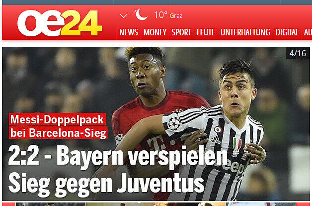 Pressestimmen zum 2:2 der Bayern in Turin