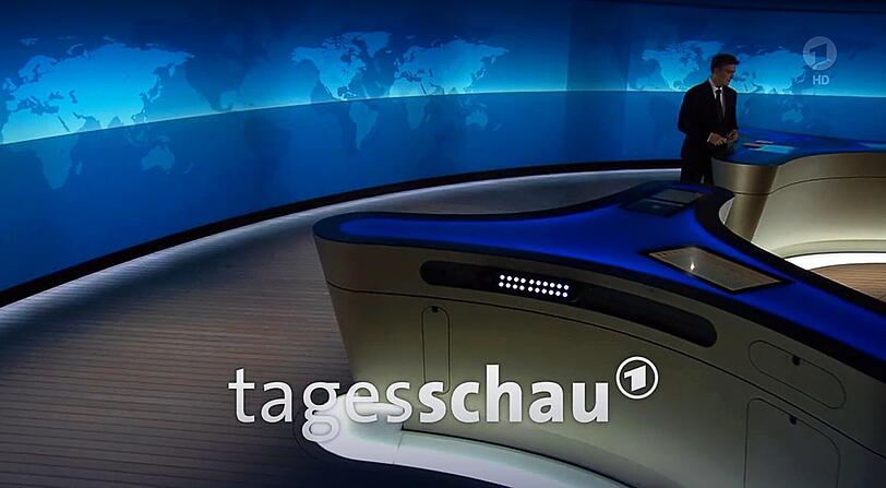 Das leere Studio der ARD-Nachrichtensendung „Tagesschau“.