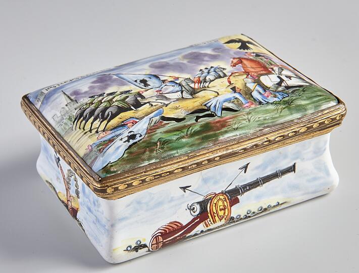 Tabatiere (Schnupftabakdose) mit Porträt Elisabeth Petrownas, Kupfer, emailliert, Birmingham 1759