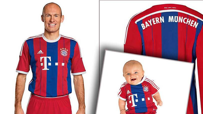 Rot-Blaue Streifen, "Mia san Mia" im Nacken: Das neue Heimtrikot des FC Bayern. Die Bilder... Rot-Blaue Streifen, "Mia san Mia" im Nacken: Das neue Heimtrikot des FC Bayern. Die Bilder...