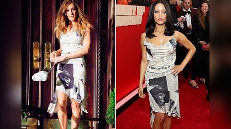 Ein Kleid, zwei Ikonen: Sarah Jessica Parker (l.) und Jenna Ortega.